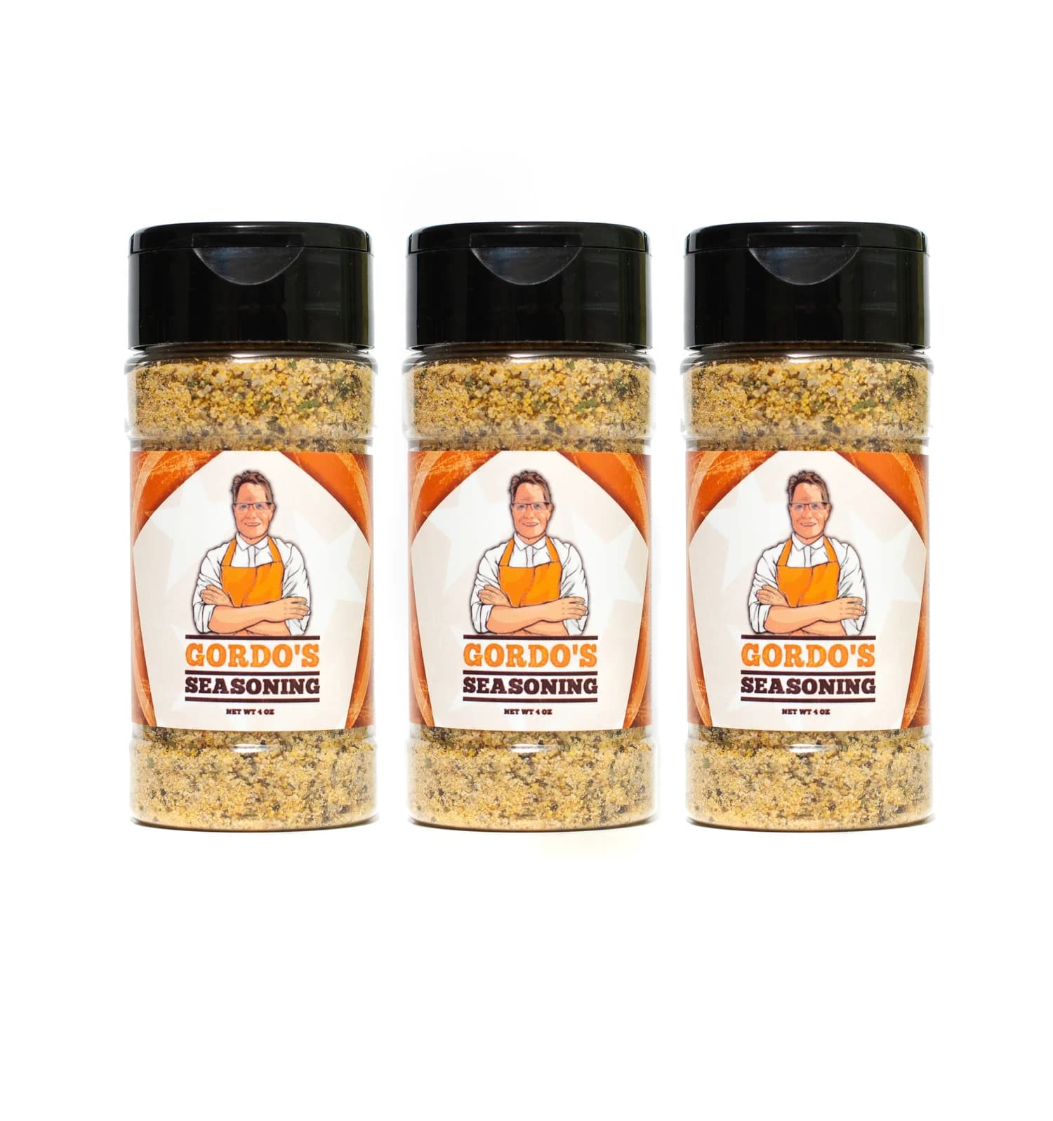 A 3-pack of 4oz Gordo's Seasoning jars